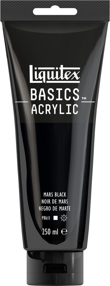 Liquitex 88700222 basics acrylverf mars black – 250 ml | kunstenaars acrylverf | middelmatige viscositeit | lichtechte kleur voor schilderen canvas