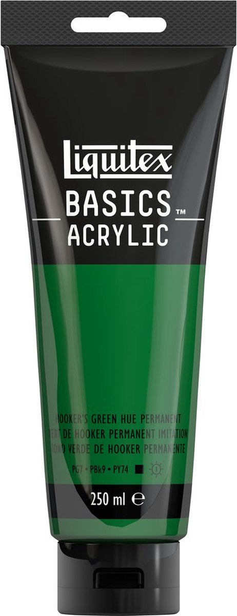 Liquitex 88700239 pittura acrilica basics tonalità verde Hooker permanente - 250 ml | pittura acrilica per artisti | viscosità media | colore resistente alla luce per dipingere su tela