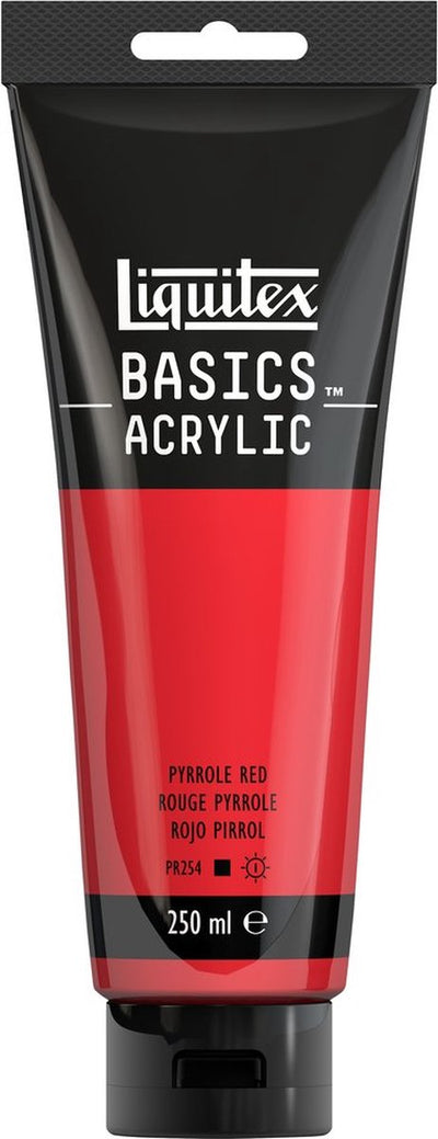 Liquitex 88700244 pittura acrilica basics rosso pirrolo – 250 ml | pittura acrilica per artisti | viscosità media | intensa tonalità di rosso per dipingere su tela