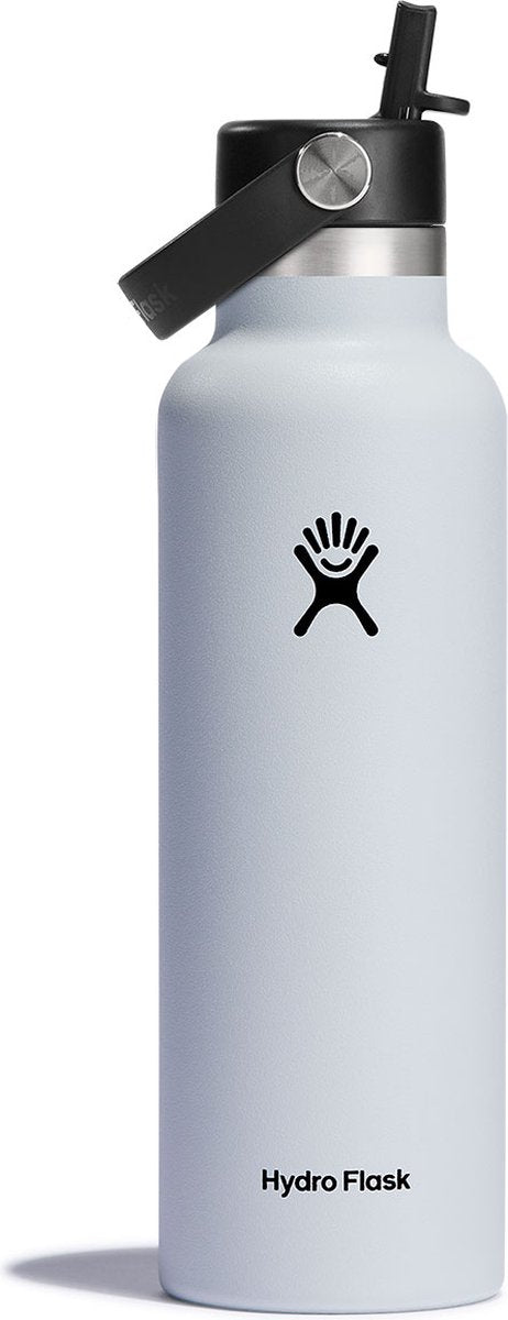 Botella para beber con tapa de pajita flexible y boca estándar Hydro Flask (621 ml) - blanco