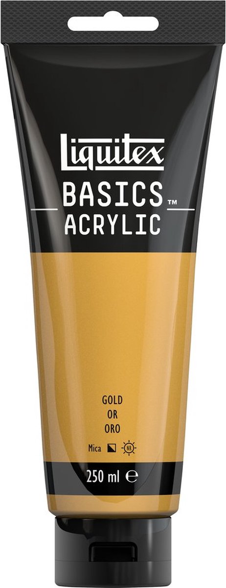 Liquitex 88700241 basics acrylverf gold – 250 ml | kunstenaars acrylverf | middelmatige viscositeit | metallic effect voor schilderen canvas