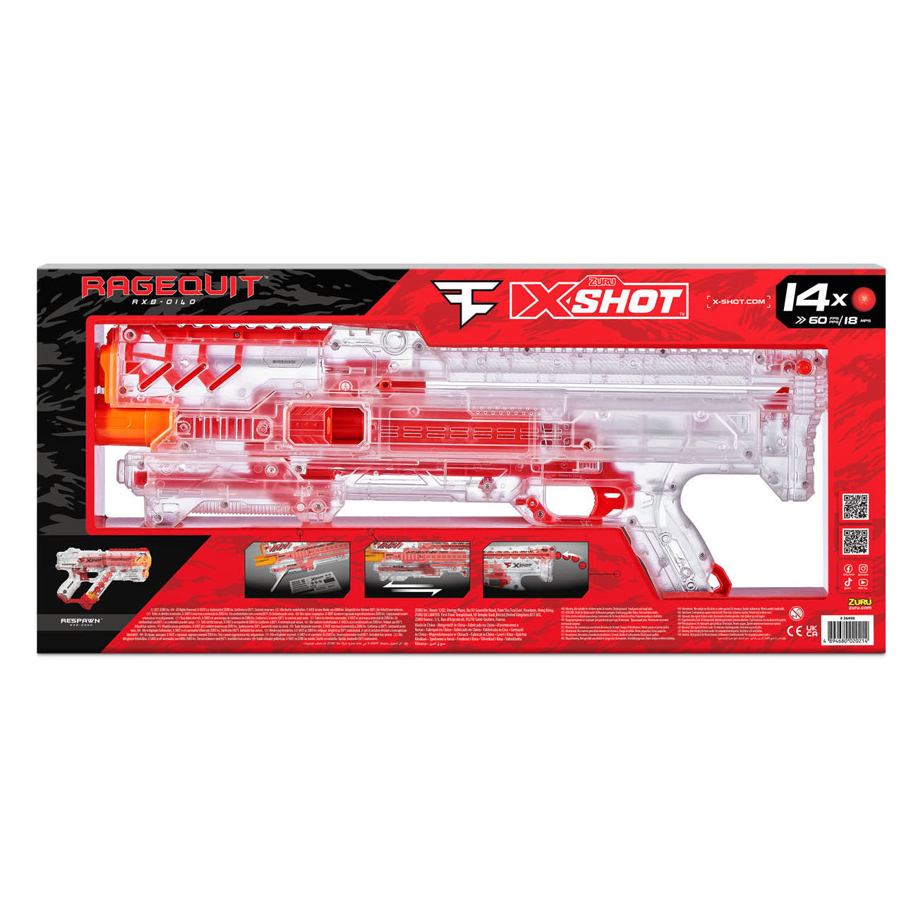 Zuru X-shot Chaos Faze Ragequit con 24 Dartballs
