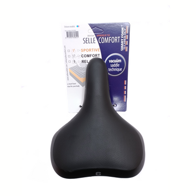 Selle Comfort Comfort Saddle puro con tecnología de espuma. Negro, sin honda (paquete colgante)