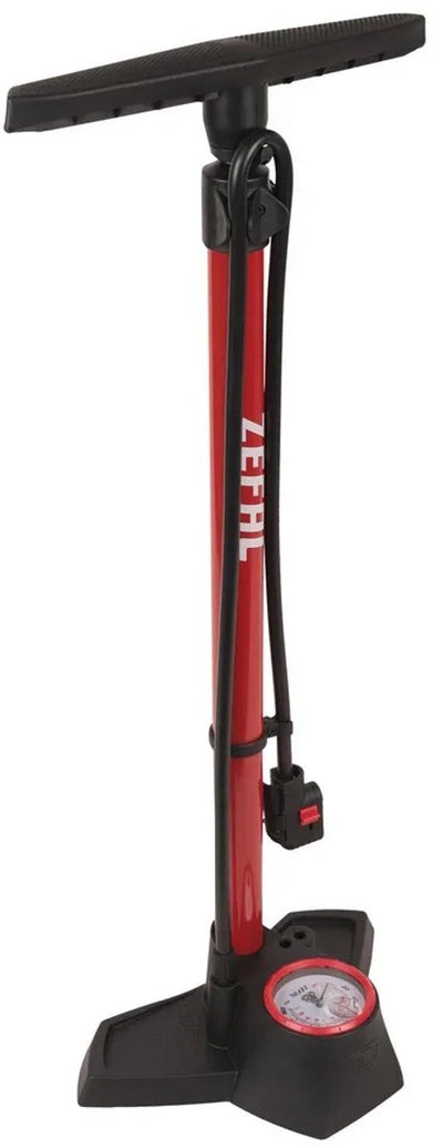 Zefal profil max vloerpomp – fietspomp – manometer – presta schrader dunlop – aluminium – rood