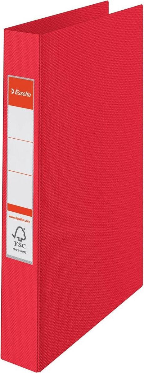 Esselte vivida 4-rings ringband voor 190 a4 vel - rugbreedte van 42mm - rood