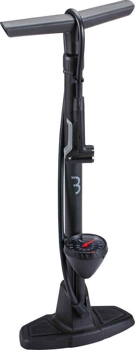 Pompa da bicicletta Bbb Cycling Airwave con manometro - Pompa da pavimento per bici da corsa e mountain bike - Pompa a pedale per bicicletta 9 bar - Nera - BFP-20