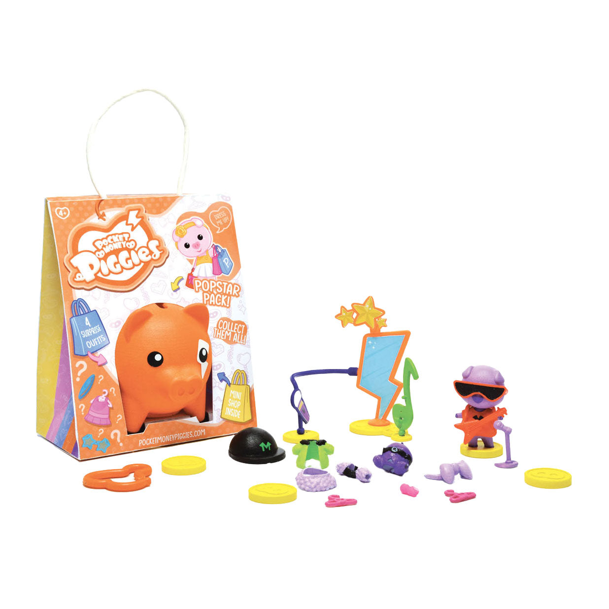Pocket money piggies pockey money piggies speelfiguur met spaarpot - popstar pack