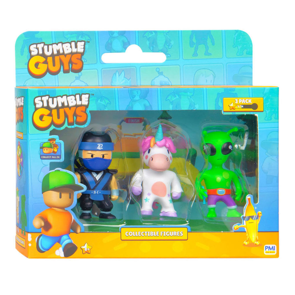 Boti Stumble Guys Figuras de acción Ninja Kai, Sprinkles, Green Alien, 3st.