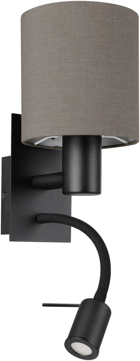 Lampada da parete Eglo pasteri - 2 luci - e27 - 38 cm - tessuto - nero marrone antracite