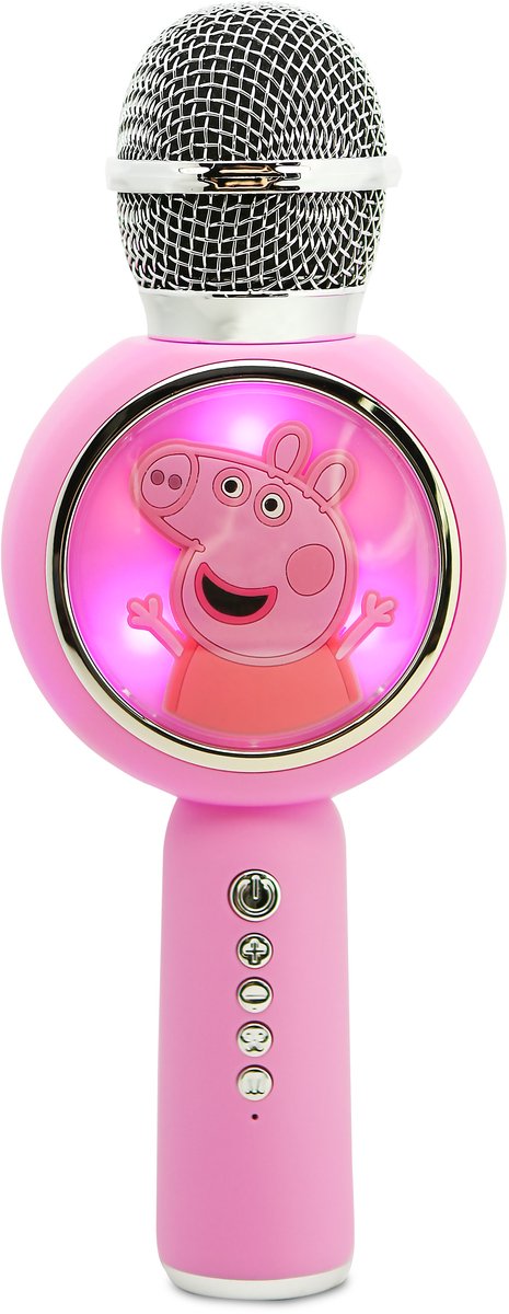 OTL Technologies Peppa Pig - micrófono de karaoke inalámbrico para niños - pantalla LED iluminada - altavoz - distorsión de voz - micrófono de karaoke inalámbrico - con efectos de luz - altavoz - distorsión de voz