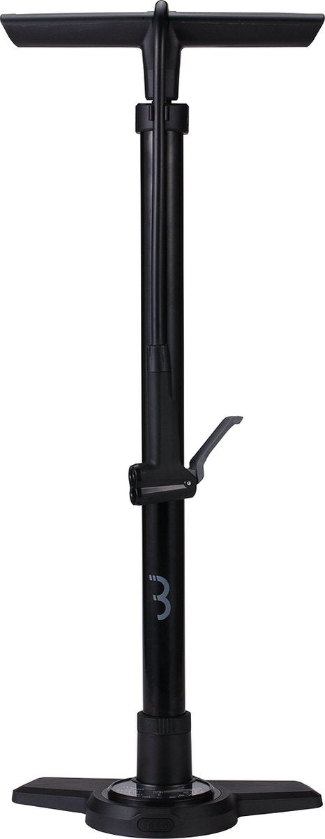 Pompa da bicicletta Bbb cycling airboost 2.0 con manometro - 11 bar 160 psi - valvole: Dunlop, Presta Schräder - pompa da pavimento ad alta pressione per bici da corsa e MTB - nero - BFP-28