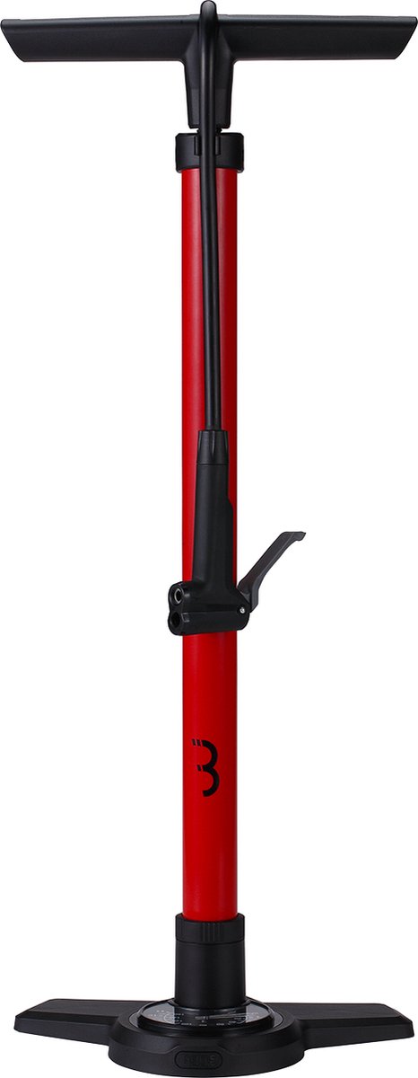 Pompa da bicicletta Bbb cycling airboost 2.0 con manometro - 11 bar 160 psi - valvole: Dunlop, Presta Schräder - pompa da pavimento ad alta pressione per bici da corsa e MTB - rossa - BFP-28