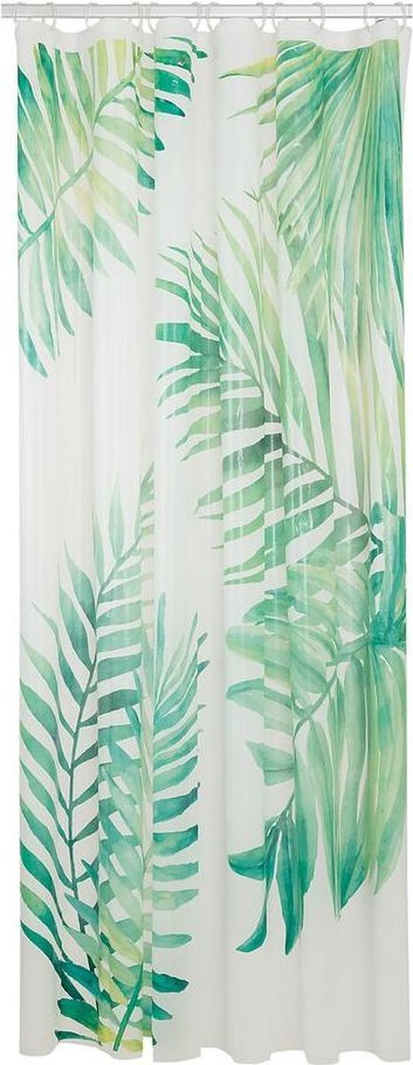 Cortina de ducha Hojas de piel de foca 180x200 cm - peva - verde blanco