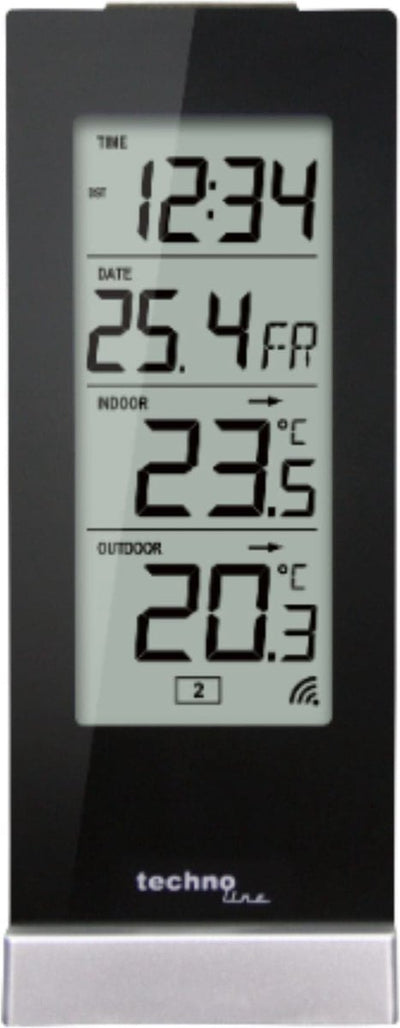Stazione meteorologica Technoline - ws 9767 - 64x165x45mm - nero argento lucido - con 1 sensore esterno 30 m - tl-ws9767