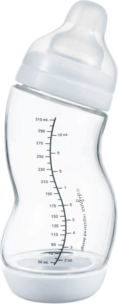 Biberón s de vidrio natural Difrax - 310 ml - anticólicos - blanco - 1 pieza