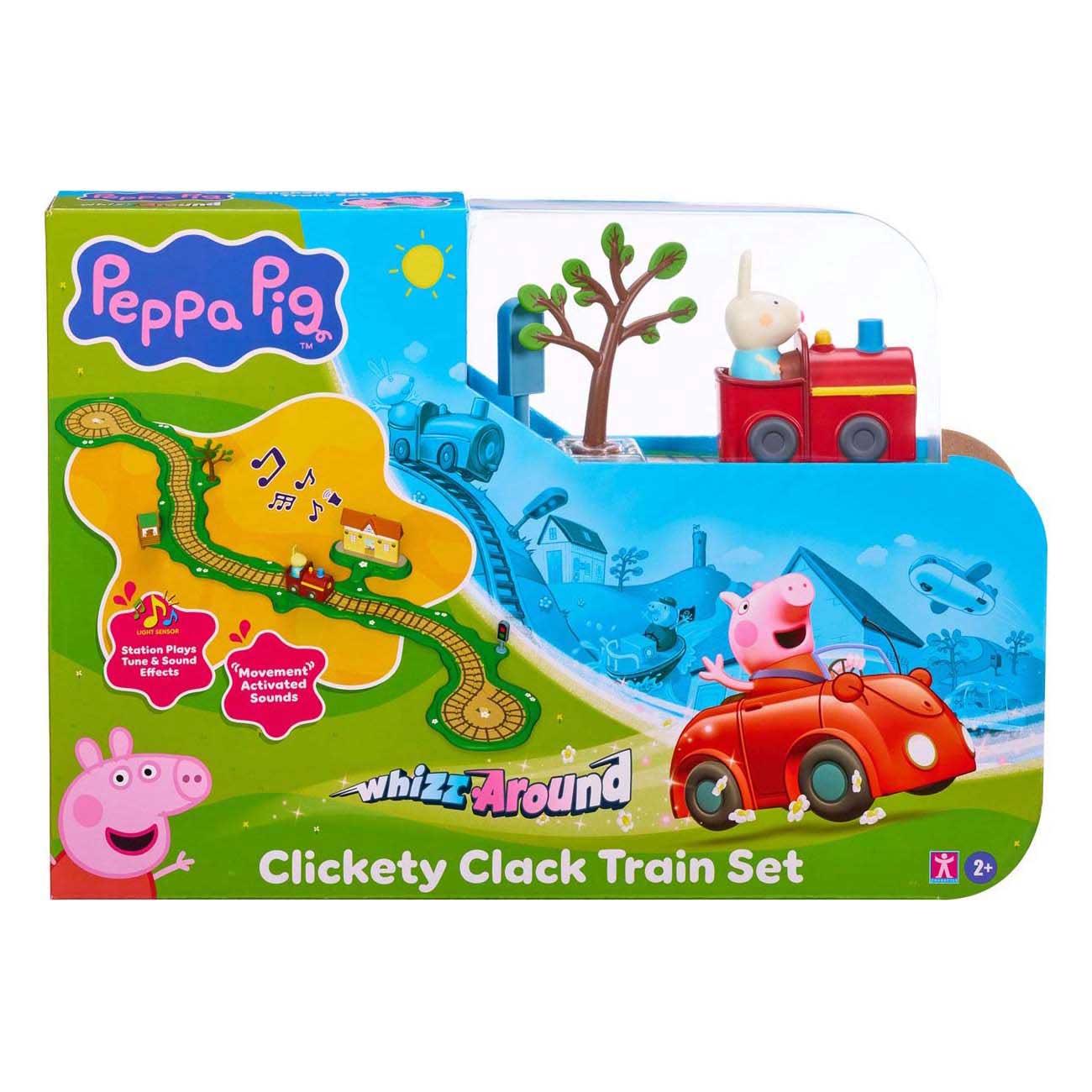 Peppa sfreccia sul set del trenino clic-clac