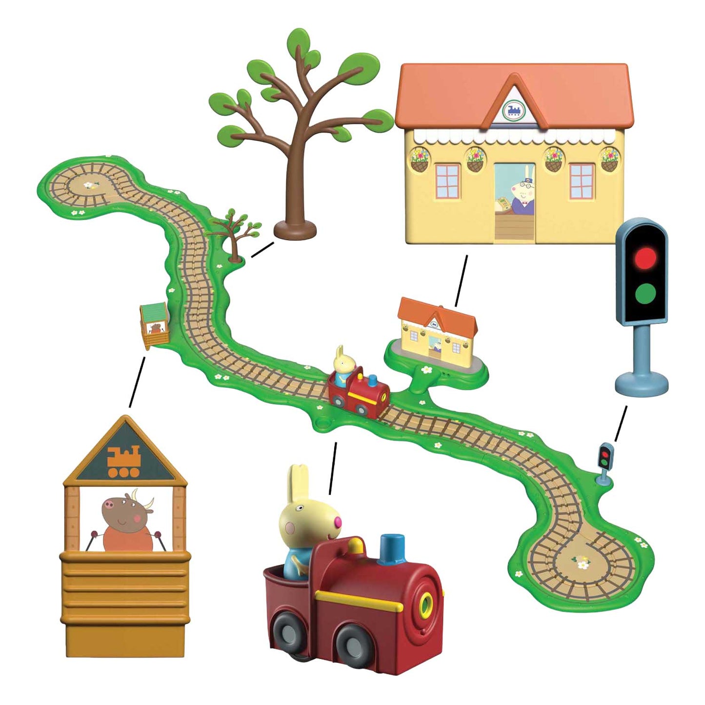 Peppa sfreccia sul set del trenino clic-clac