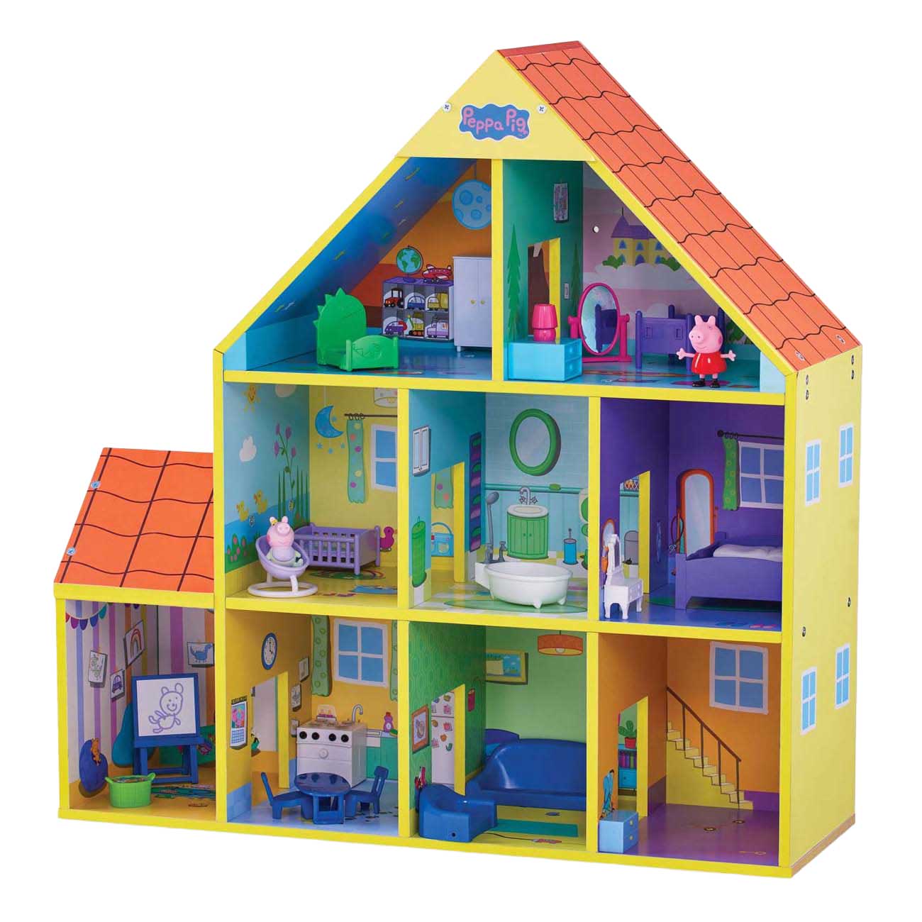 Casa delle bambole in legno Spectron Peppa Pig con 9 stanze