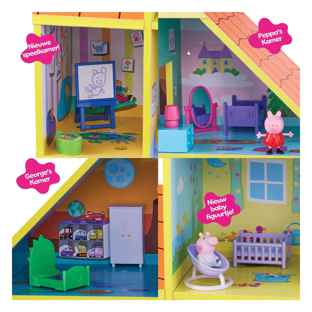 Casa delle bambole in legno Spectron Peppa Pig con 9 stanze