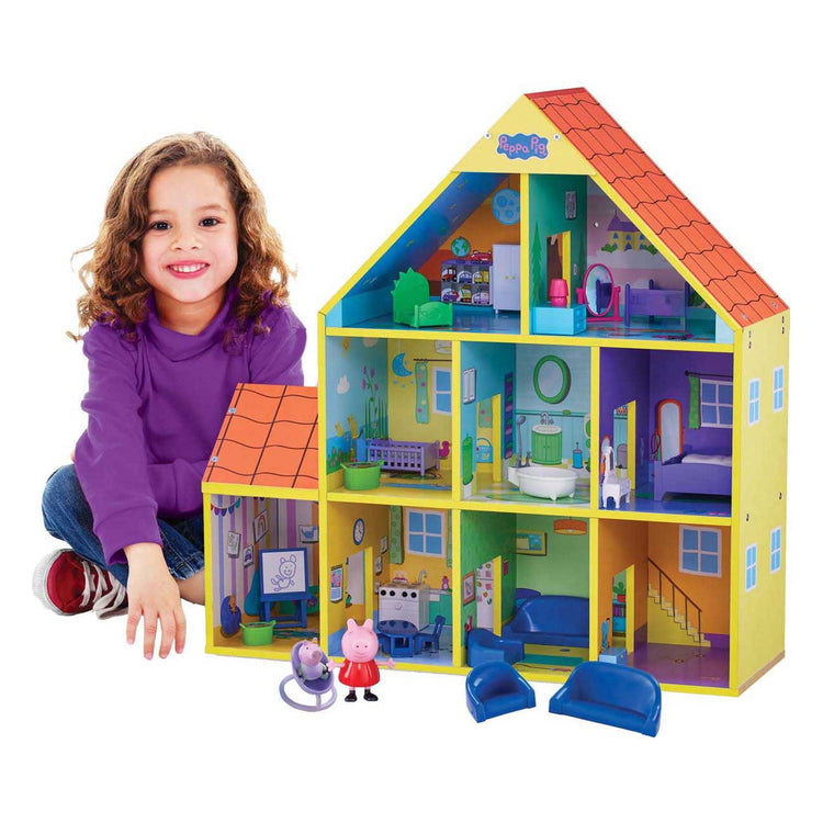 Casa delle bambole in legno Spectron Peppa Pig con 9 stanze
