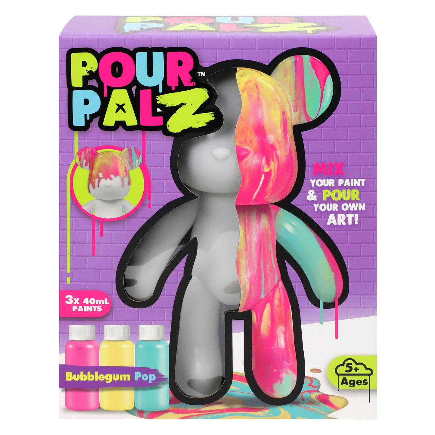 Spectron pour palz bubblegum pop bear set di colori versatili - incl. 3 colori di vernice acrilica