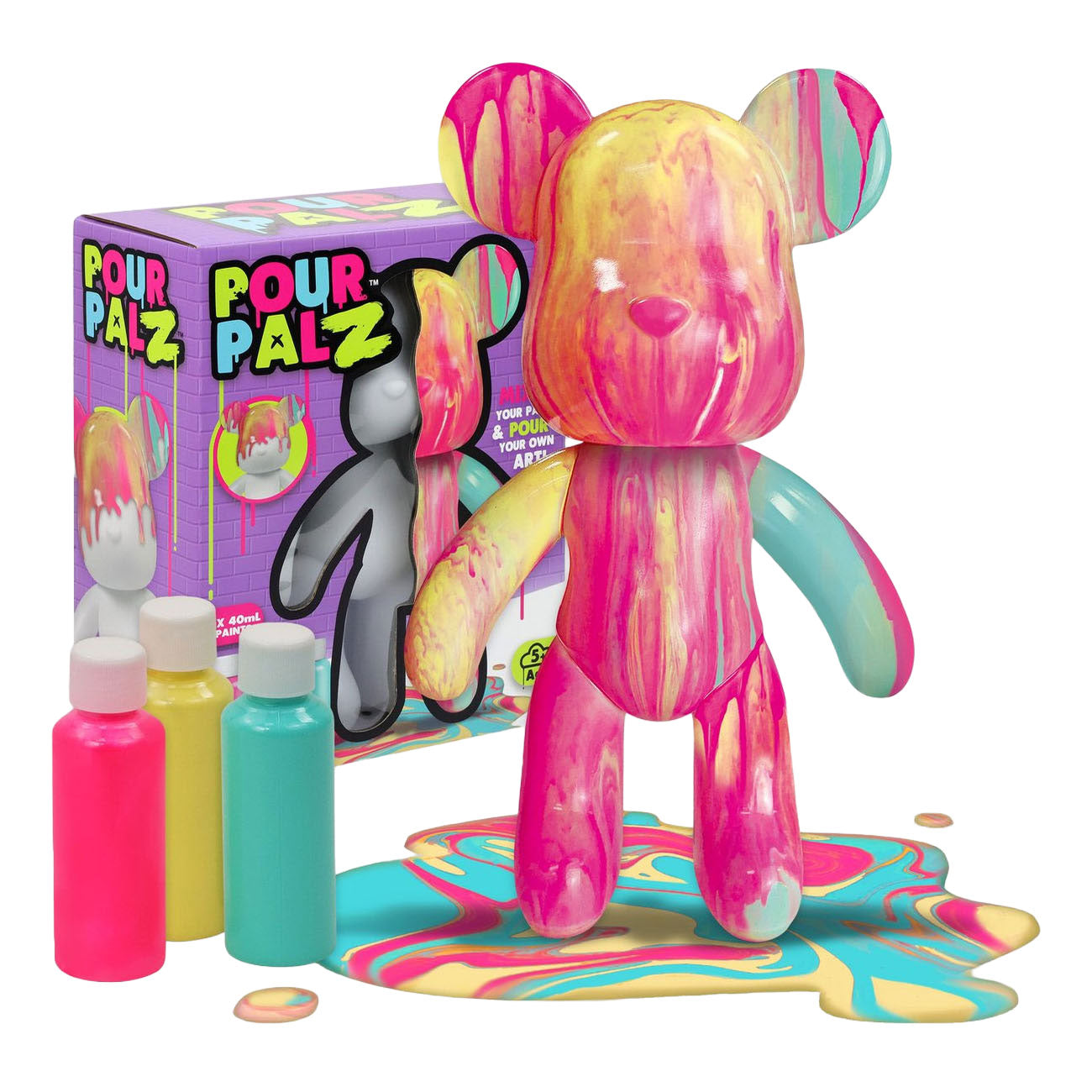 Spectron pour palz bubblegum pop bear set di colori versatili - incl. 3 colori di vernice acrilica