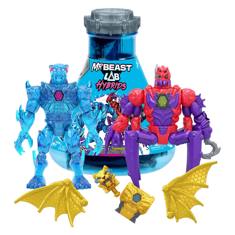 Action figure ibride di Spectron mrbeast lab, ragno e pantera energetica