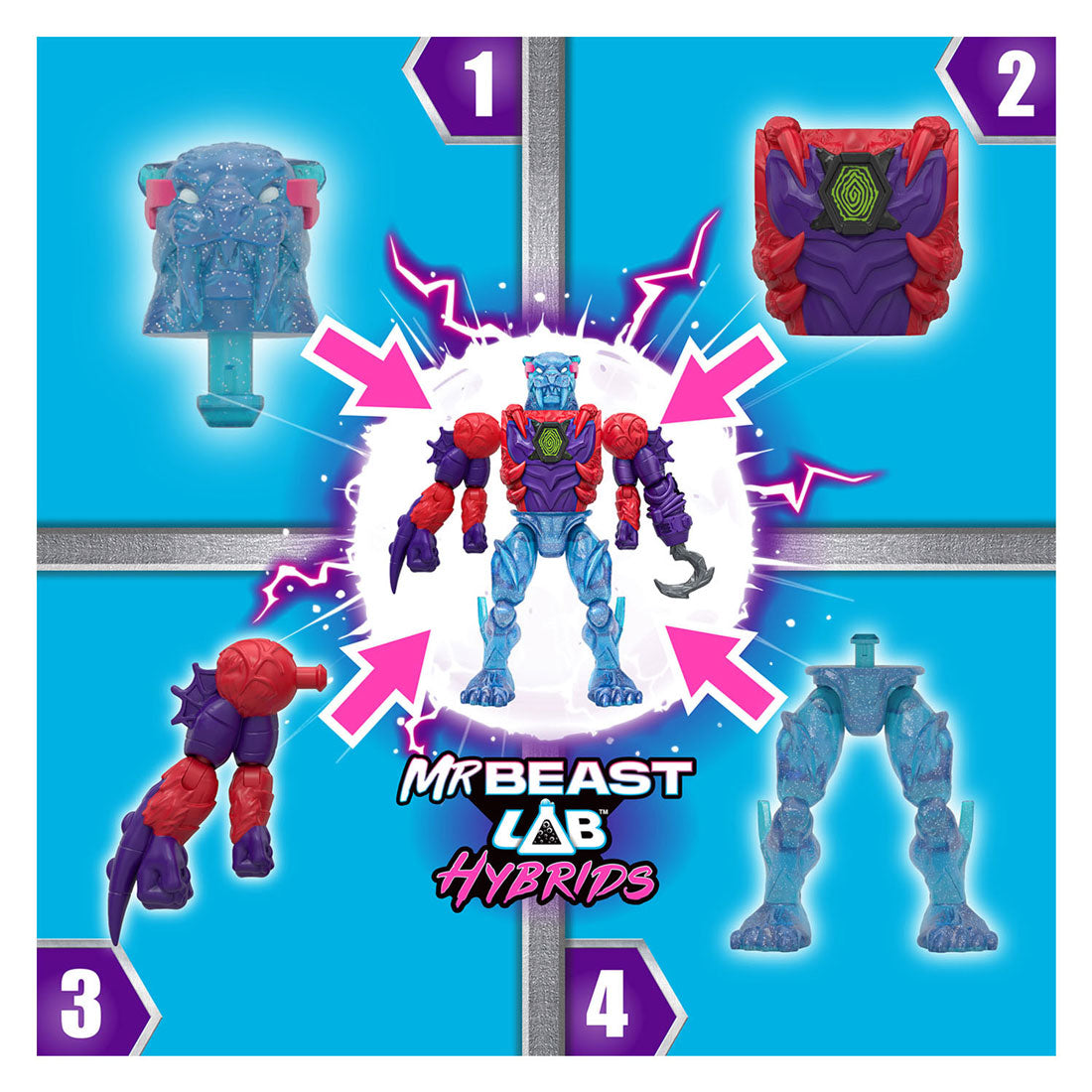 Spectron mrbeast lab figuras de acción híbridas araña vs pantera energética