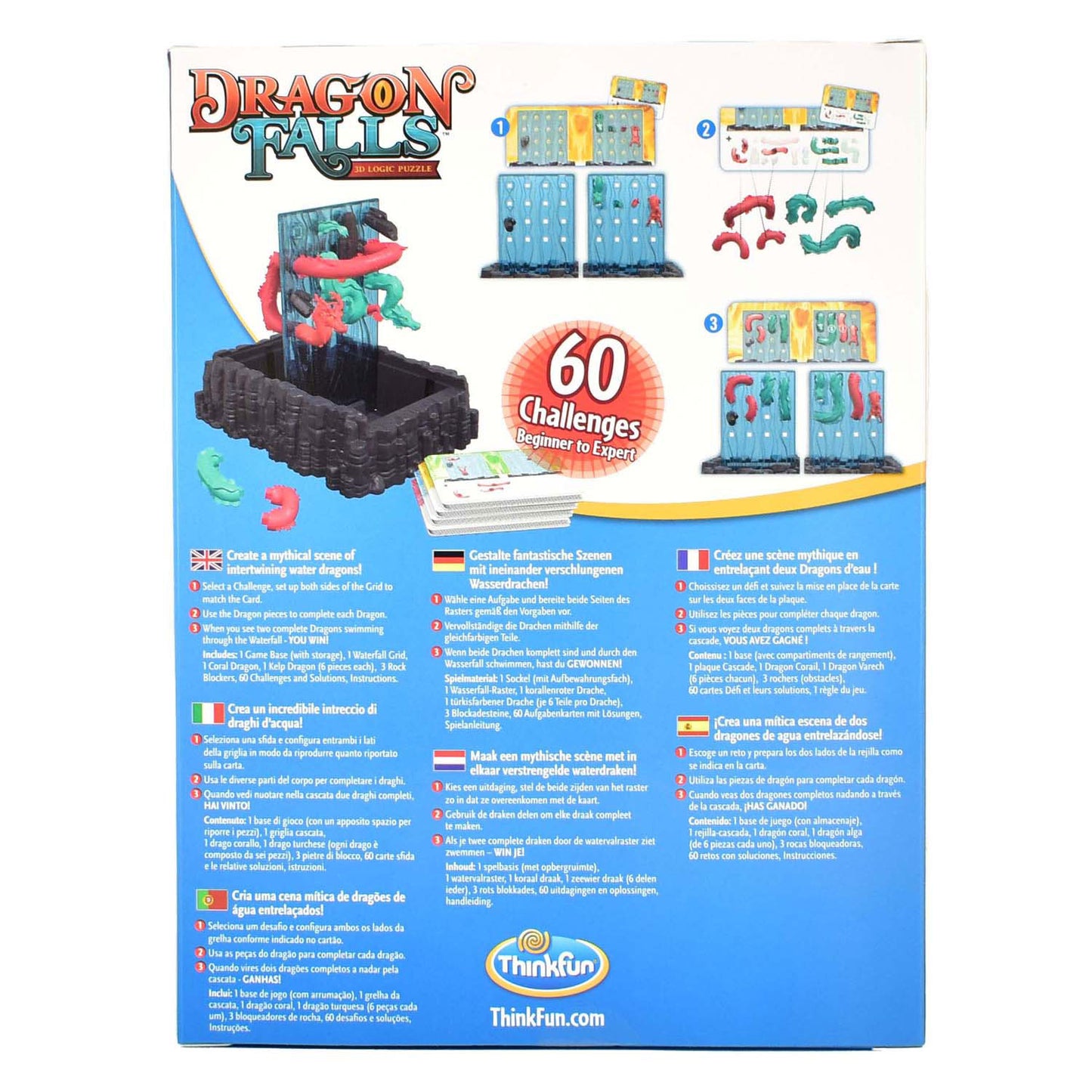 Thinkfun dragon falls Puzzle 3D pensante, 60 sfide