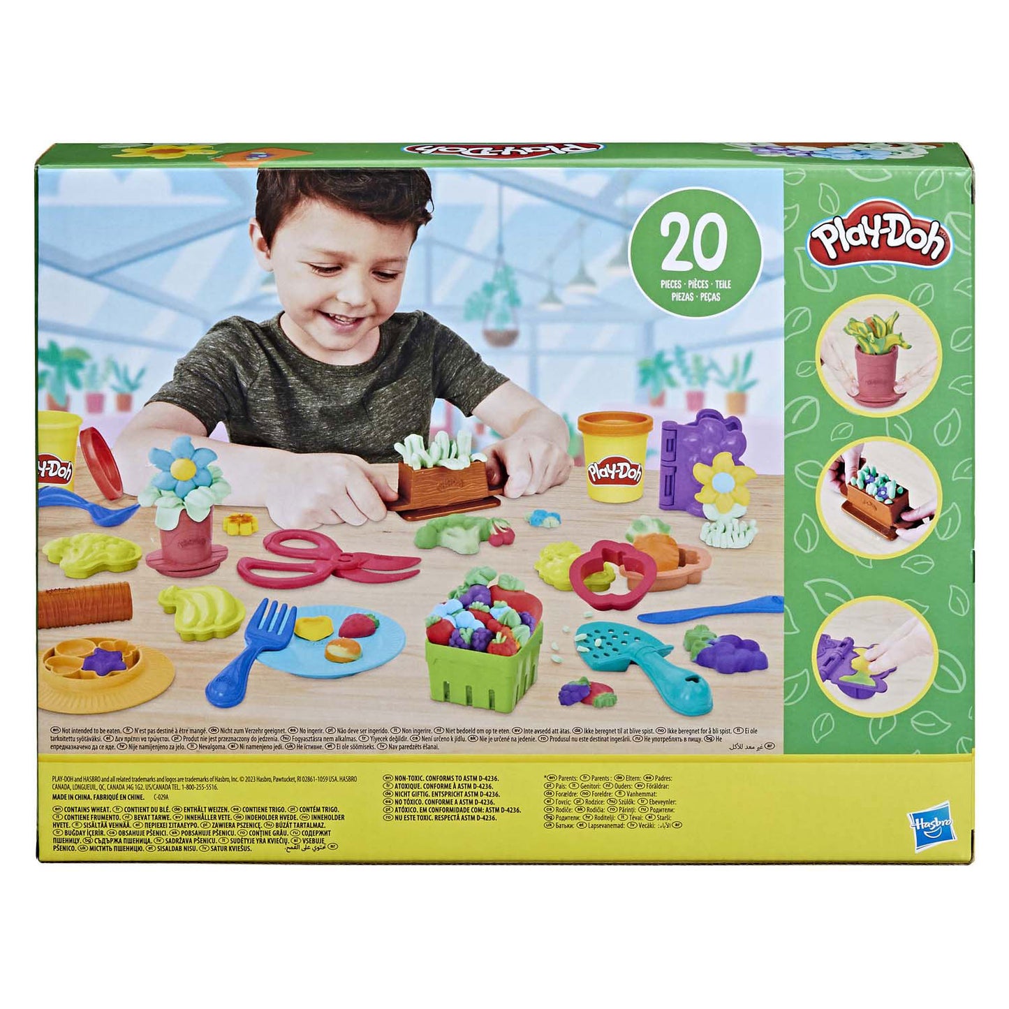Juego de jardín Play-doh con 8 macetas de barro - 20 piezas.