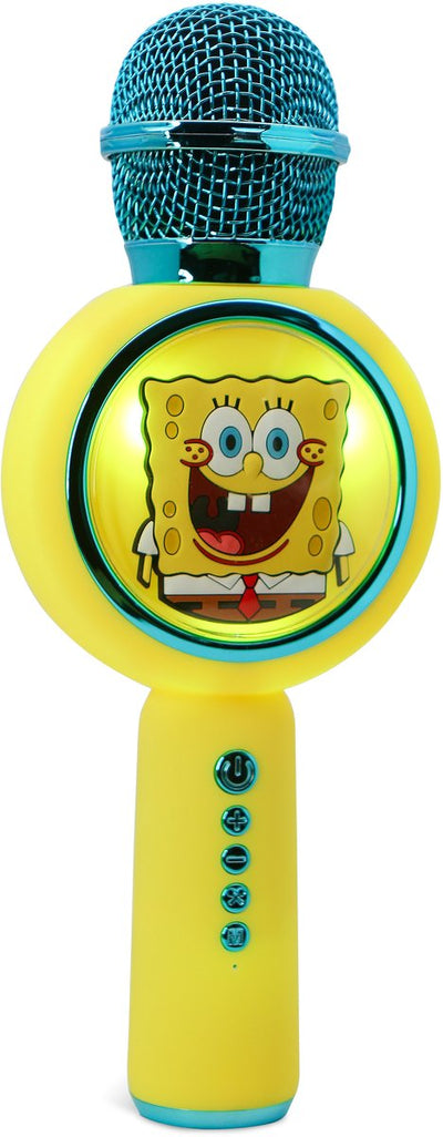 OTL Technologies Bob Esponja - micrófono de karaoke inalámbrico para niños - pantalla LED iluminada - altavoz - distorsión de voz