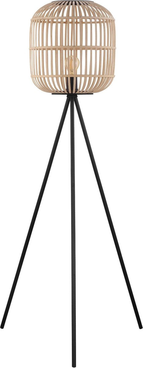 Eglo bordesley vloerlamp - e27 - 139 cm - zwart hout