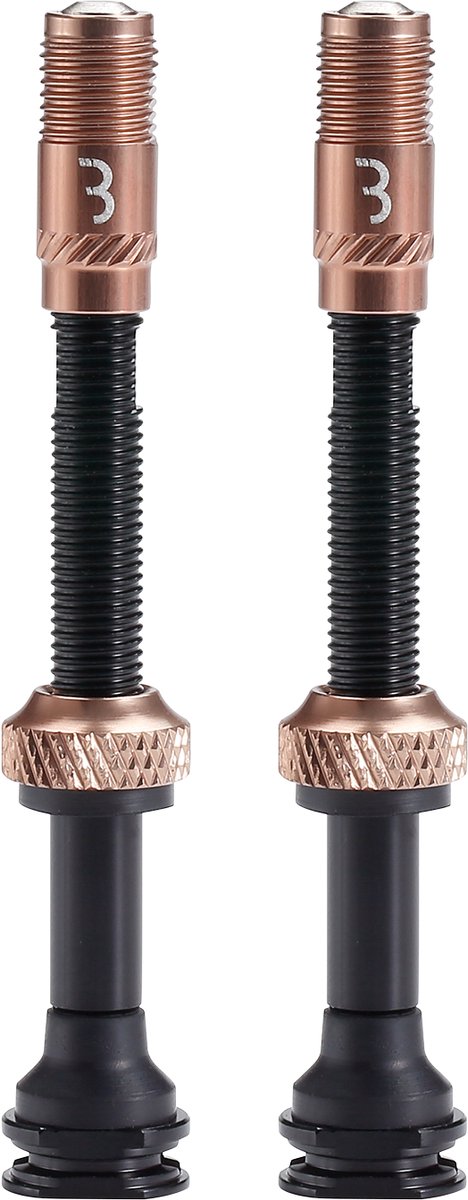 Valvola corecap al ciclismo Bbb - set valvole tubeless - 300% di flusso d'aria in più - compatibilità pompa universale - alluminio - 60mm - 2 pezzi - rame - bti-166