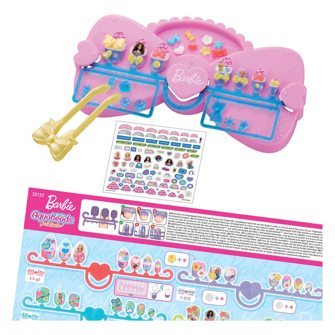 Kit di design Barbie per nail studio Aquabeads - con unghie riutilizzabili - senza asciuga unghie - sicuro per i bambini - richiede solo acqua