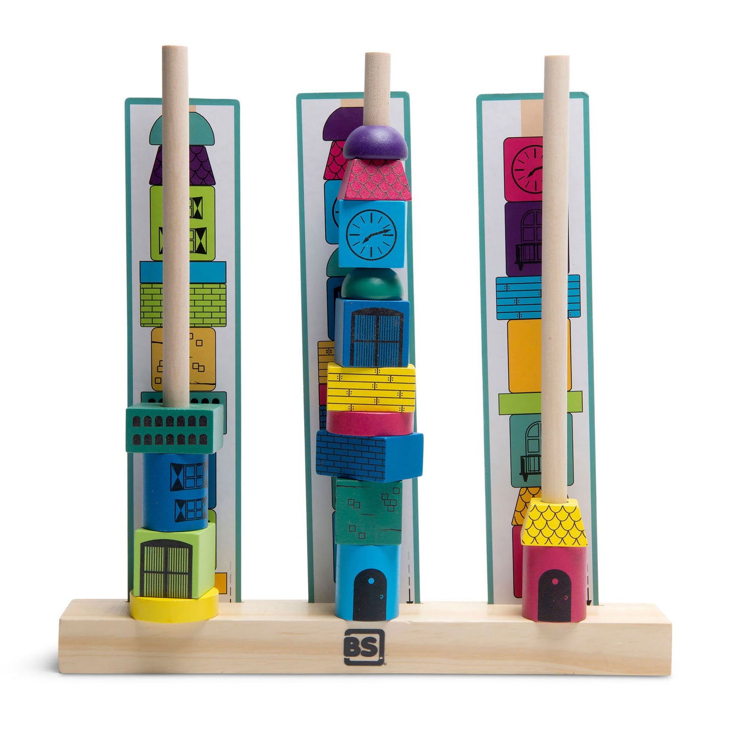 BS Toys Implersing Towers Game di impilamento in legno