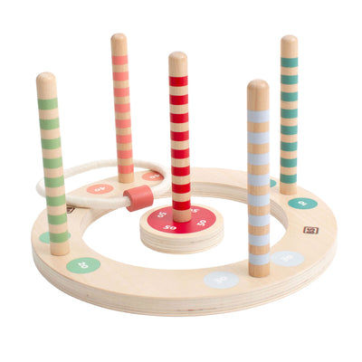 BS Toys Wooden Ringswerp Juego con rayas, 7dlg.