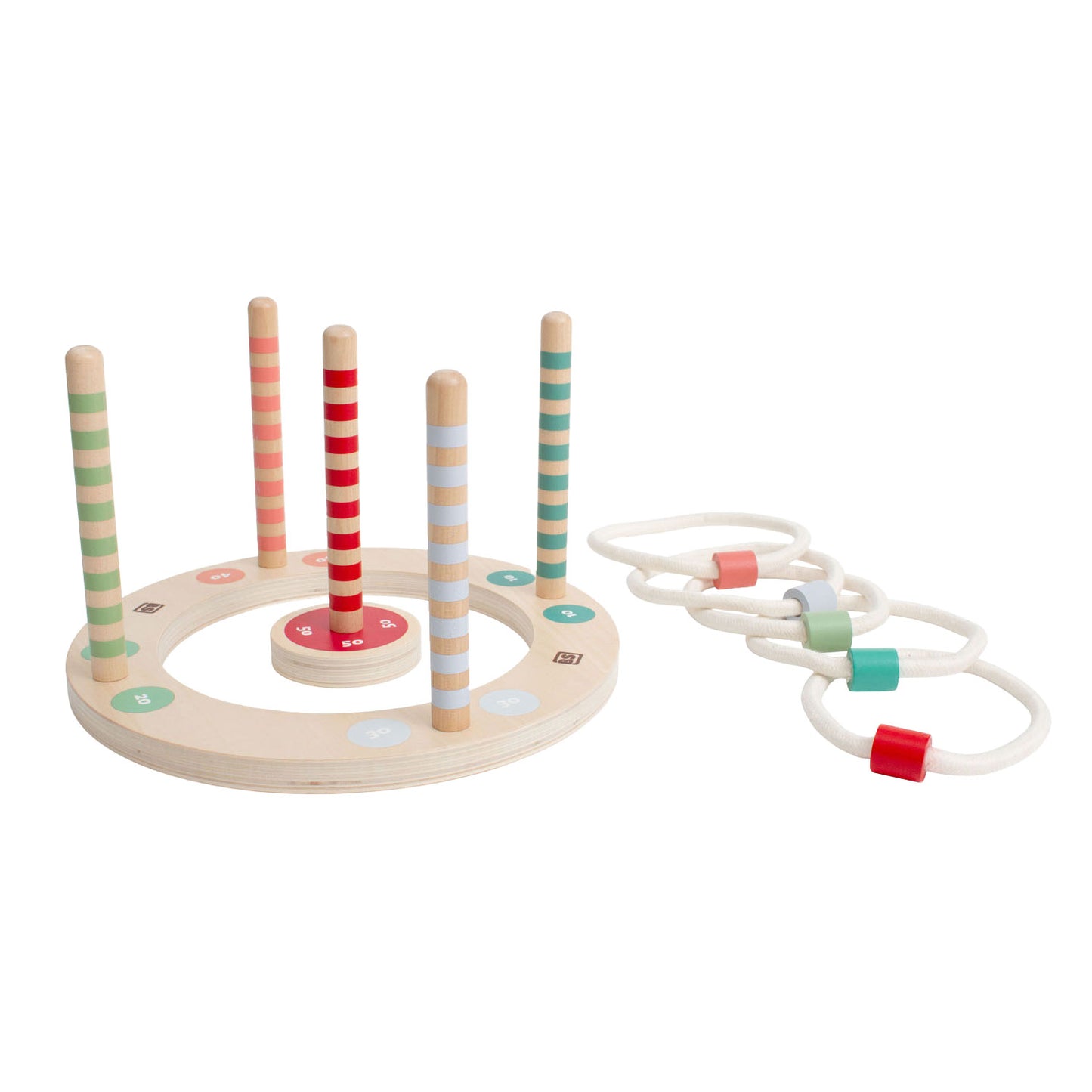 BS Toys Wooden Ringswerp Game with Stripes, 7dlg.