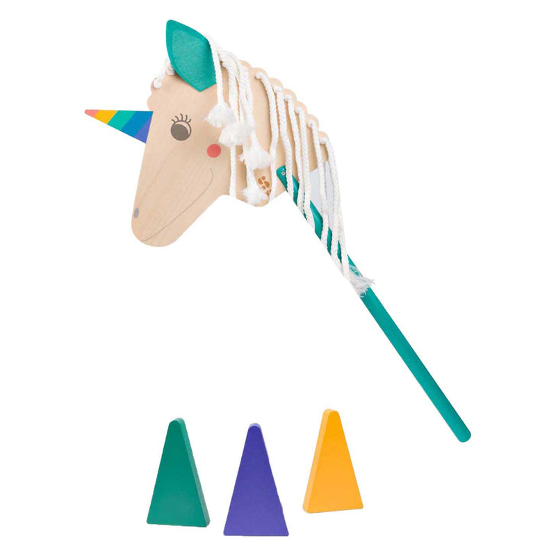 BS Toys Caballito de madera con diseño de unicornio - 4 piezas