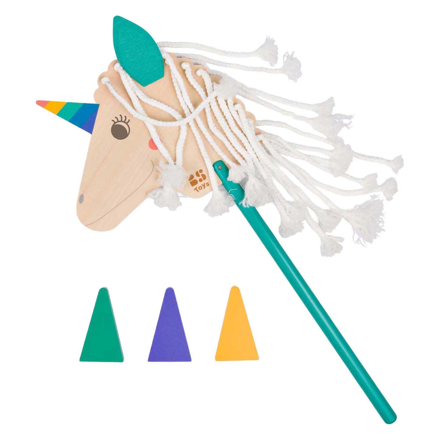 BS Toys Caballito de madera con diseño de unicornio - 4 piezas