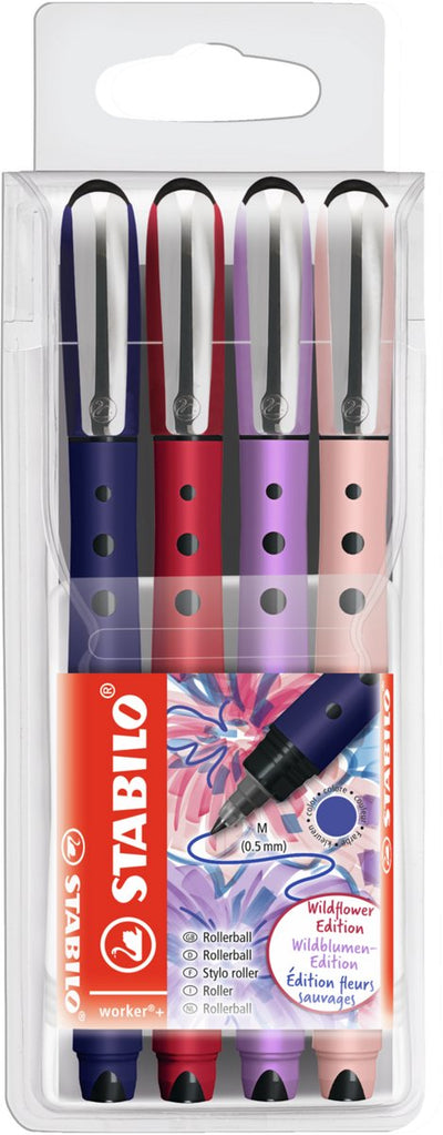Stabilo trabajador+ - rollerball 0,5 mm - naturecolors wildflower - estuche con 4 colores