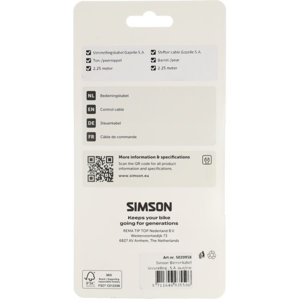 Cavo interno cambio Simson s.a. vecchia nuova gazzella