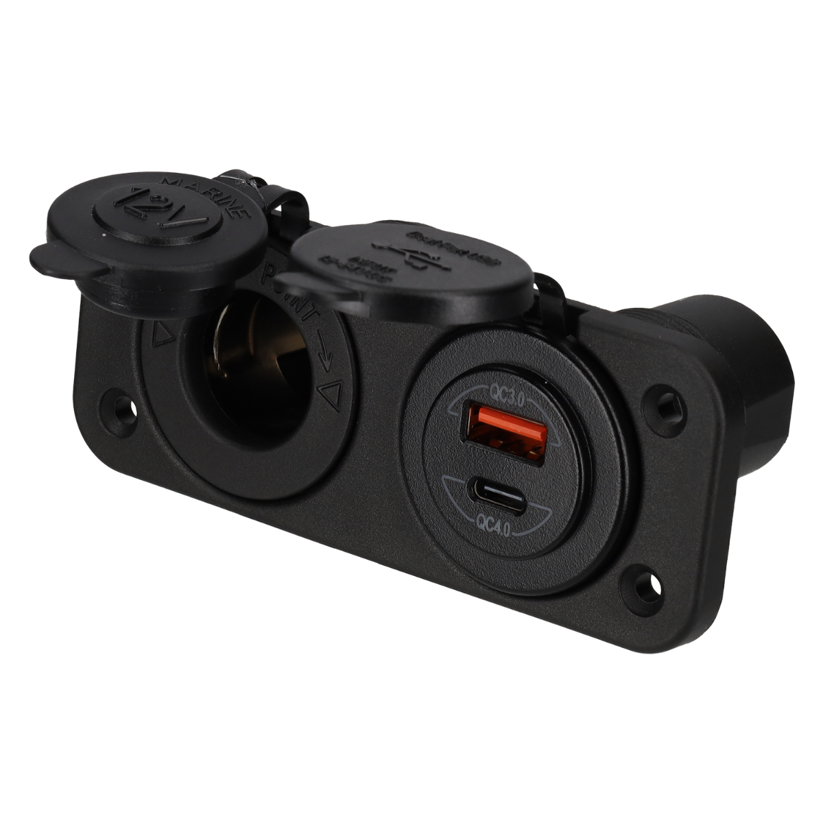 Power line 12 volt contactdoos uni en usb-a + usb-c lader - inbouw