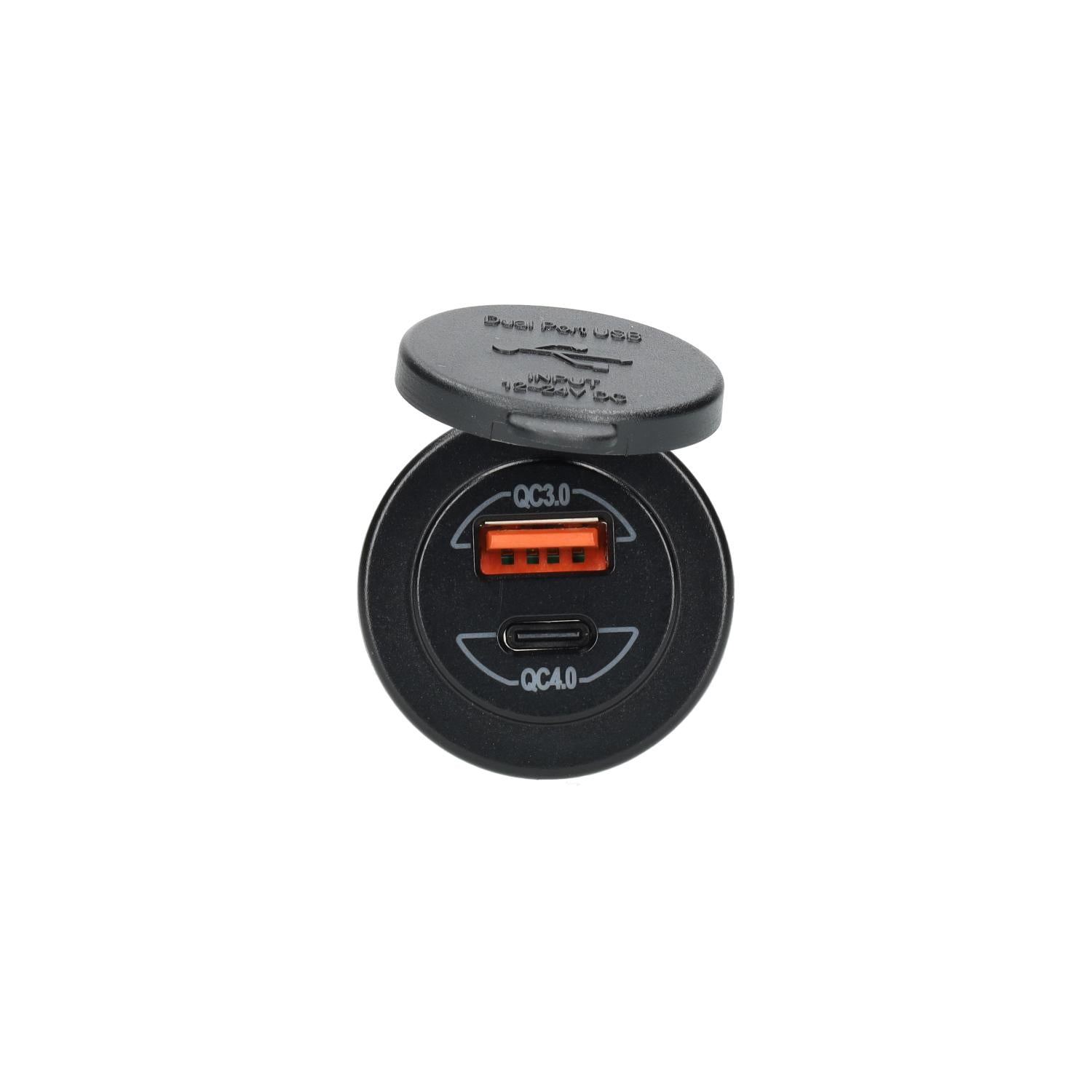 Caricatore USB Powerline integrato con USB-A QC3.0 e USB-C QC4.0