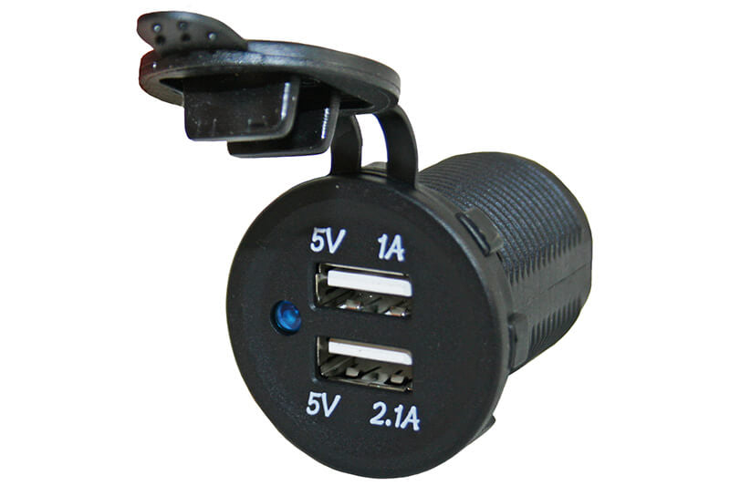 Cargador USB de línea eléctrica incorporado con 2x USB-A con corriente de carga máxima 3.1A