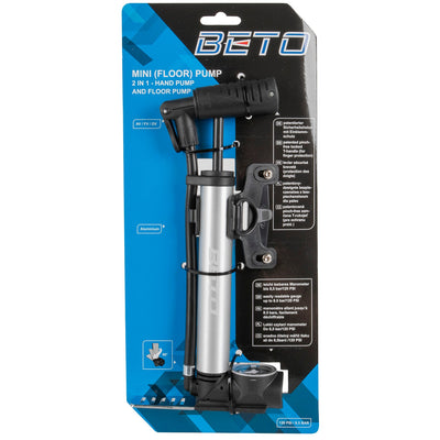 Brass bearing beto mini pump with pressure gauge aluminum. silver black