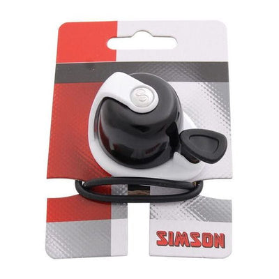 Timbre de bicicleta Simson Allure blanco y negro sobre tarjeta
