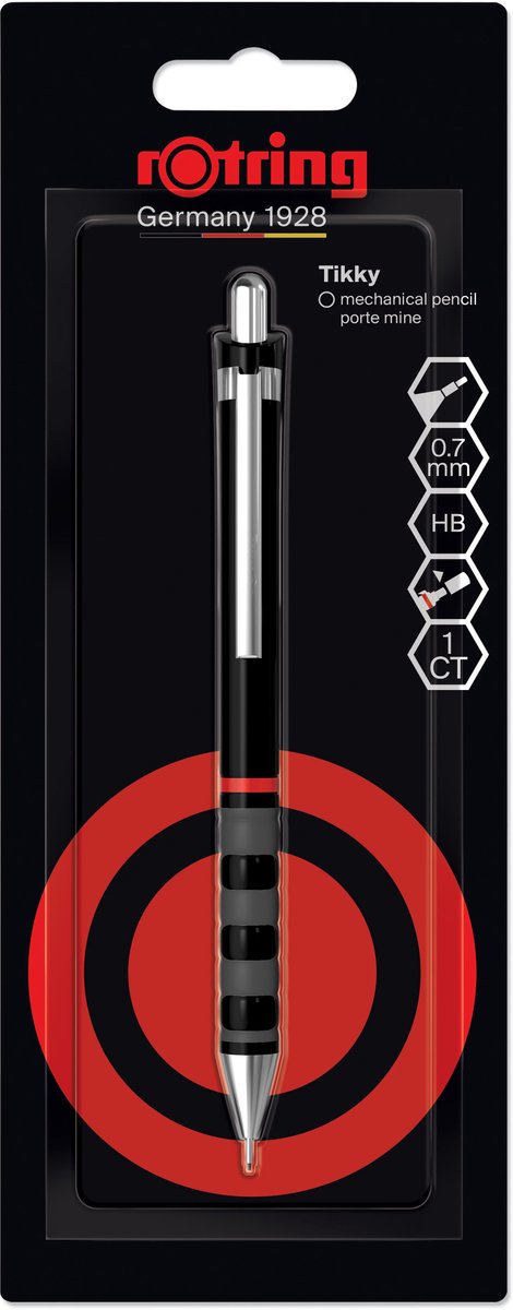 Portamine Rotring Tikky | grafite hb, 0,7 mm | manica nera | leggero con impugnatura in gomma