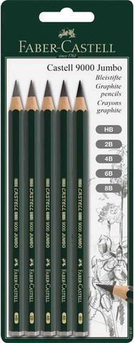 Set de lápices de grafito faber-castell - serie 9000 jumbo - set con 5 durezas - fc-119397