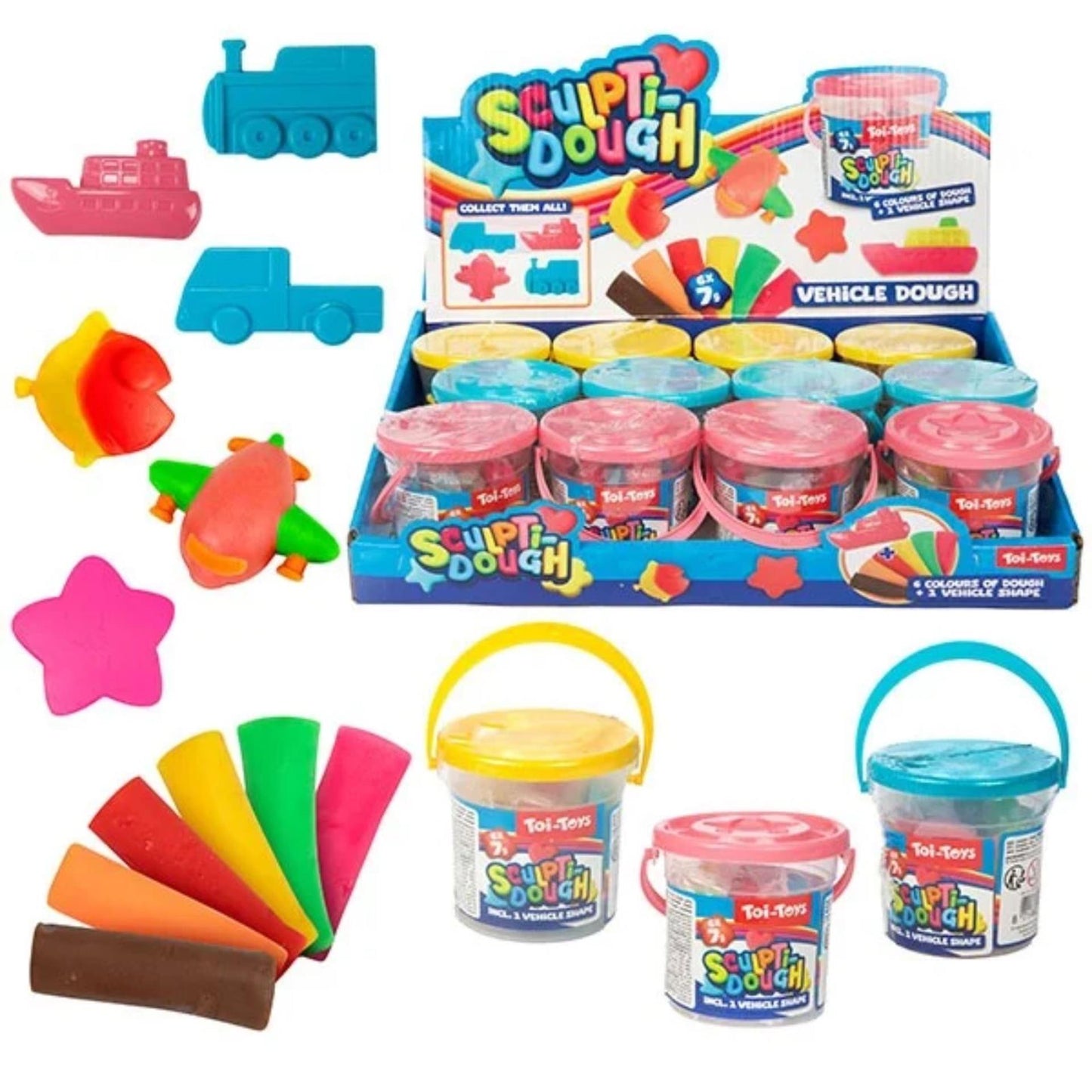 TOI TOYS Sculptidough Kleiset con moho en cubo, 7dlg.