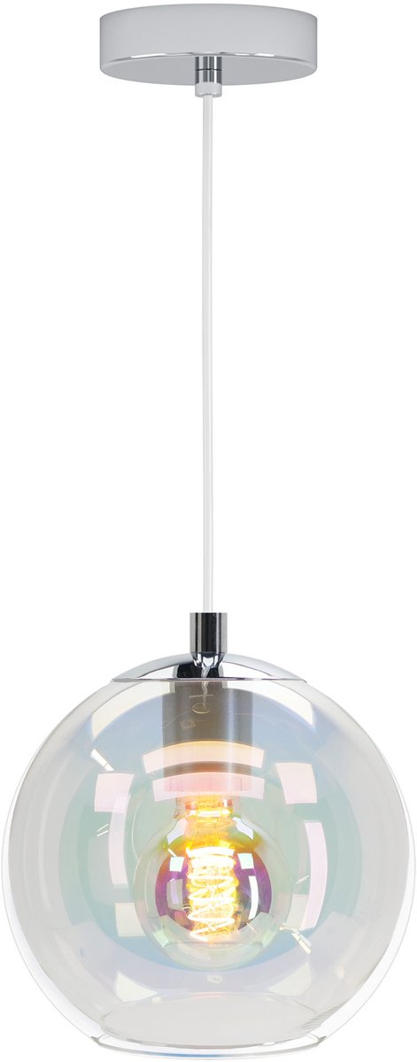 Lampada a sospensione Eglo ariscani 2 - e27 - ø 20 cm - vetro colorato cromo